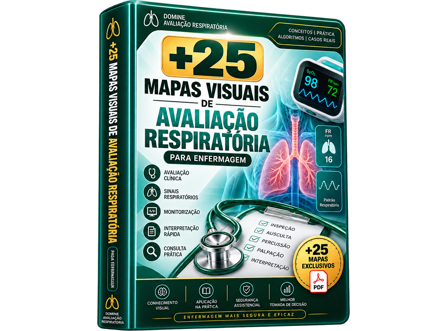 Capa do bônus 03: +25 Mapas Visuais de Avaliação Respiratória